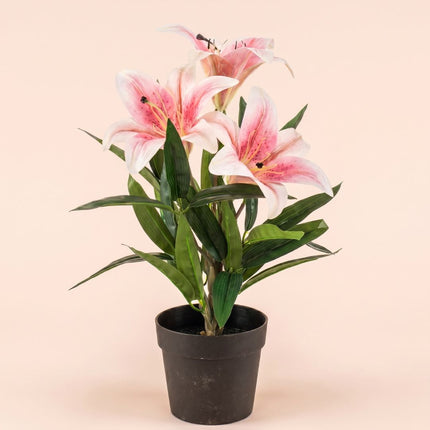 Lily in pot - Pink - Artificial plant - ↑ 33 cm