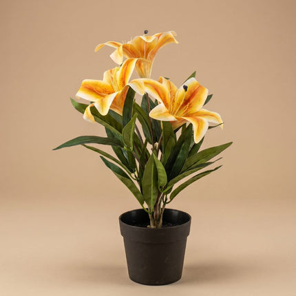 Lilie im Topf - Gelb / Orange - Kunstpflanze - ↑ 33 cm