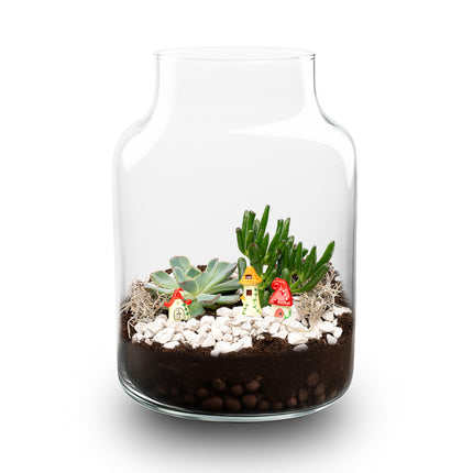 Little Milky Succulent - Offenes Terrarium - Flaschengarten DIY Kit - Ø 17 cm ↑ 25 cm
