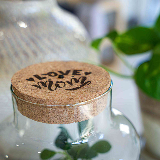 Engraved LED cork lid - 'LOVE MOM'