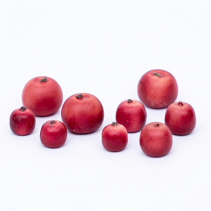 Nine small red foam apples in three sizes for autumn decoration