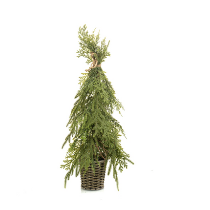 Green artificial cedar mix tree in pot, 65 cm tall