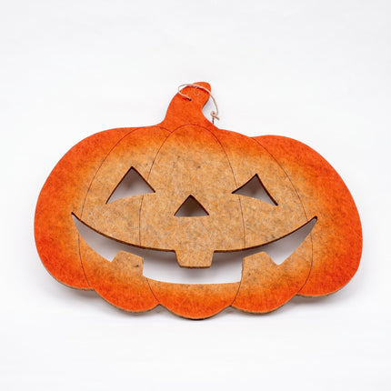 Orange pumpkin wall hanger for autumn decoration