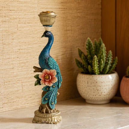 Candle Holder - Peacock Multi - ↑ 29 cm