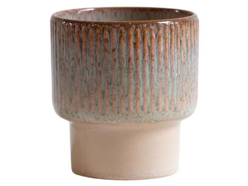 Desert Ribbed Blumentopf - Rosa Steingut - Großer Pflanztopf - Ø 24,5 cm ↑ 28,5 cm