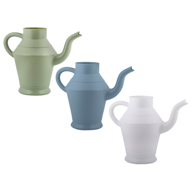 Vintage plastic watering can - ↑ 22cm - White - Blue - Green