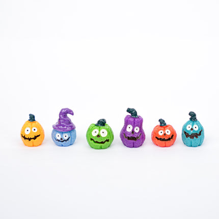 Kürbis-Monster mini - 6 Stück - Miniaturfiguren - 1-3 cm