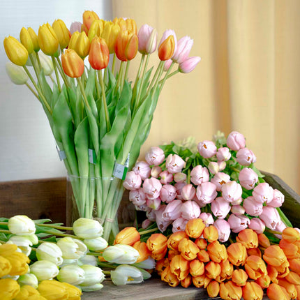 Tulpenstrauß – Gelb – ‘Real Touch’ Kunsttulpen – 5 Stiele – 43 cm