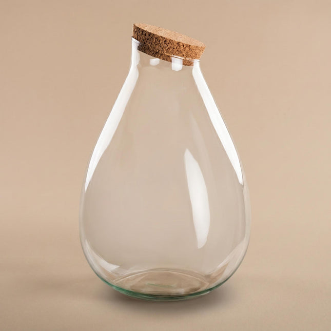 Terrarium Flasche ‘Drop XL’ mit Korken - Geschlossenes Terrarium Ø 29 cm ↑ 37 cm