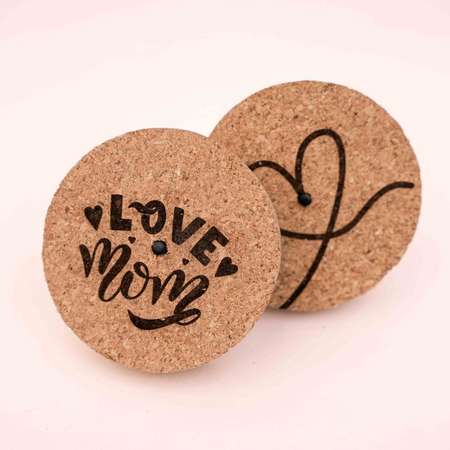 Engraved LED cork lid - 'LOVE MOM'