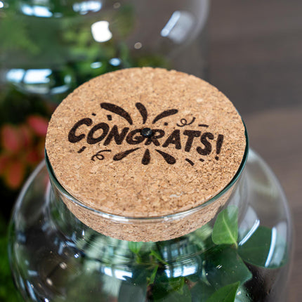 Engraved LED cork lid - 'CONGRATS' - Custom text - Available in 3 sizes