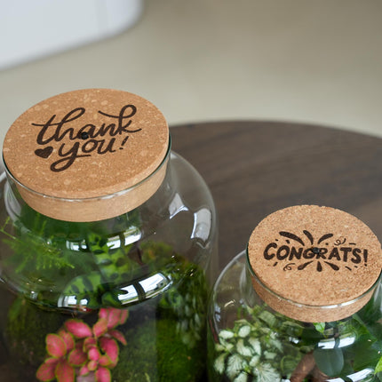 Engraved LED cork lid - 'CONGRATS' - Custom text - Available in 3 sizes