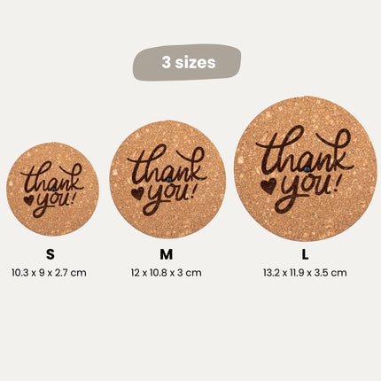 Engraved LED cork lid - 'THANK YOU' - Custom text - Available in 3 sizes