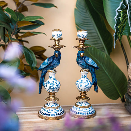 Kerzenhalter - Niederländischer Blauer Papagei ↑ 40 cm