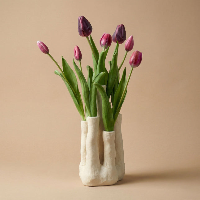 Tulip Touch - Tulip set - Artificial tulips with multi-spout vase
