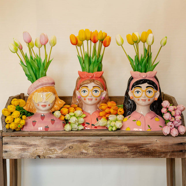 Tulpenstrauß – 10 Stück – Verschiedene Farben – ‘Real Touch’ Kunsttulpen – 42 cm (weiß/grün)