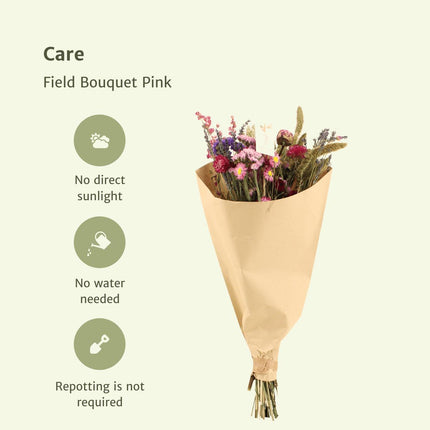 Trockenblumen - Field Bouquet Pink - Trockenstrauß - 60cm - Ø25