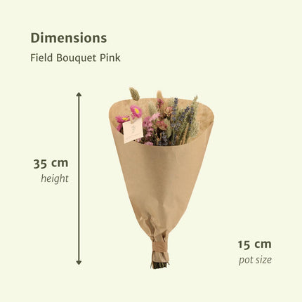 Trockenblumen - Field Bouquet Pink - Trockenstrauß - 35cm - Ø15