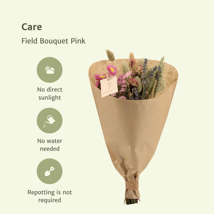 Trockenblumen - Field Bouquet Pink - Trockenstrauß - 35cm - Ø15