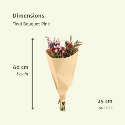 Trockenblumen - Field Bouquet Pink - Trockenstrauß - 60cm - Ø25